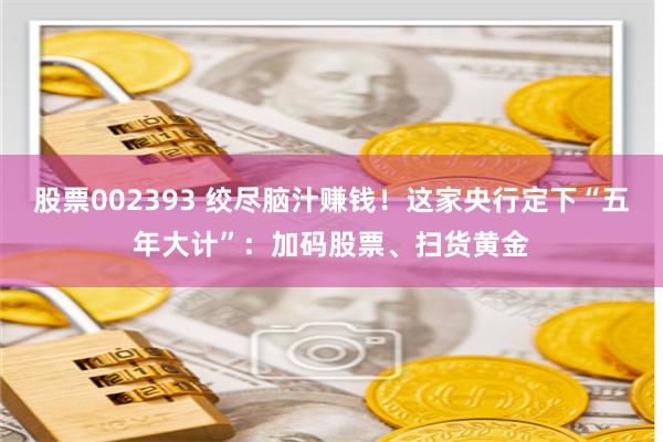 股票002393 绞尽脑汁赚钱！这家央行定下“五年大计”：加码股票、扫货黄金